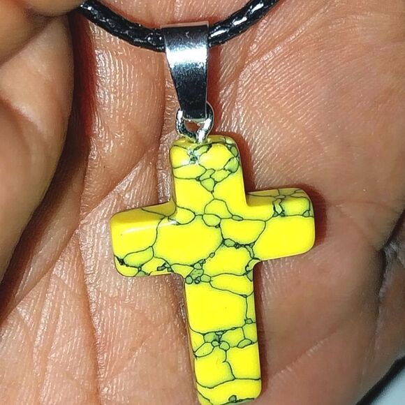 Yellow Cross Pendant Necklace - Picture 1 of 4